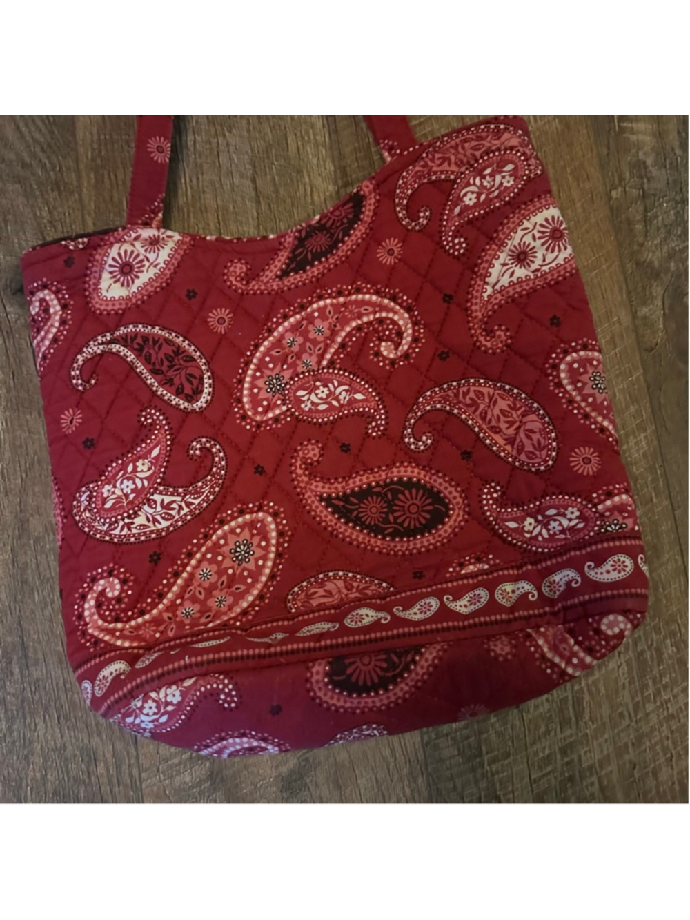 Women's Vera Bradley Red Paisley Quilted Tote Bag Summer - Picture 7 of 9
